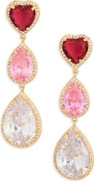 EYE CANDY LOS ANGELES Katya Heart & Pear Cut Cubic Zirconia Drop Earrings