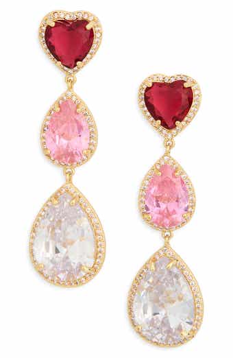 Katya Heart & Pear Cut Cubic Zirconia Drop Earrings