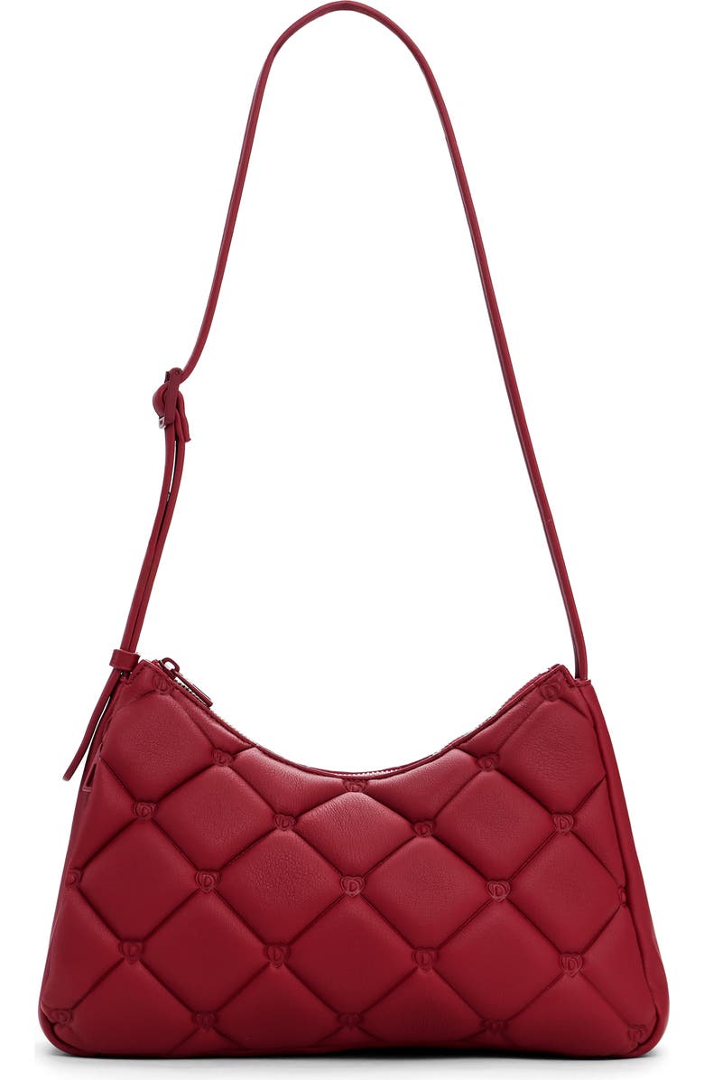 Desigual Diamond Quilted Faux Leather Shoulder Bag, Main, color, Maroon