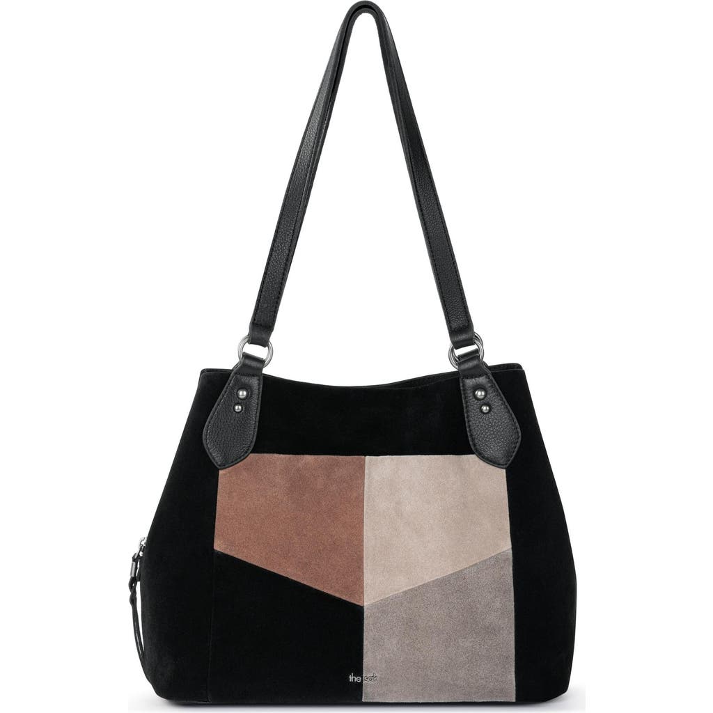 The Sak Melrose Satchel Bag In Neutral Suede Block