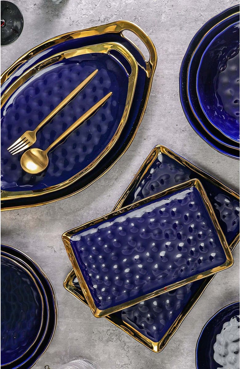 Stone Lain Florian Porcelain 2-Piece Serving Plate Set, Alternate, color, Blue