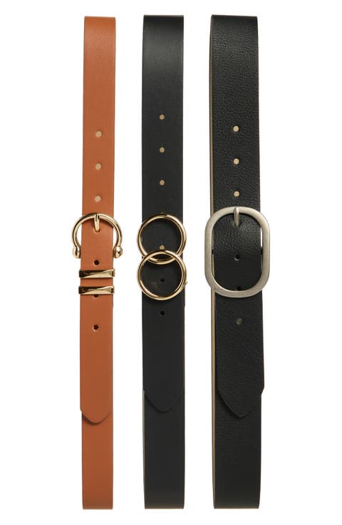 Set of 3 Faux Leather Belts