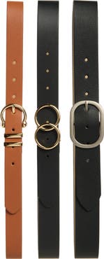 Vince Camuto Set of 3 Faux Leather Belts