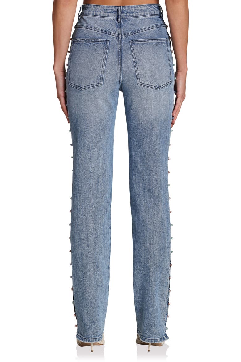 Embellished Straight Leg Jeans, Alternate, color, SEINE WASH