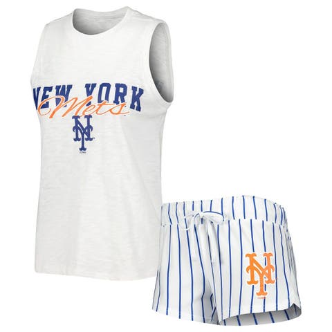 Women's Concepts Sport White New York Mets Reel Pinstripe Tank Top & Shorts Sleep Set