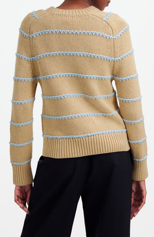 Madewell Stripe Textured Cotton Sweater In Pale Blue