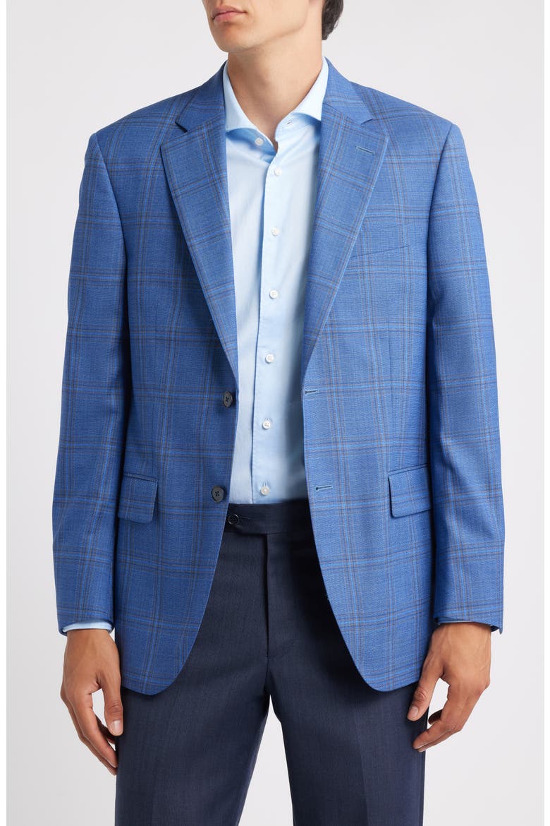 Flynn Classic Fit Blue Plaid Wool Sport Coat, Main, color, MEDIUM BLUE
