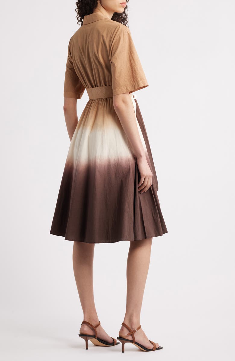 KOBI HALPERIN Dip Dye Tie Waist Shirtdress, Alternate, color, Coffee Multi