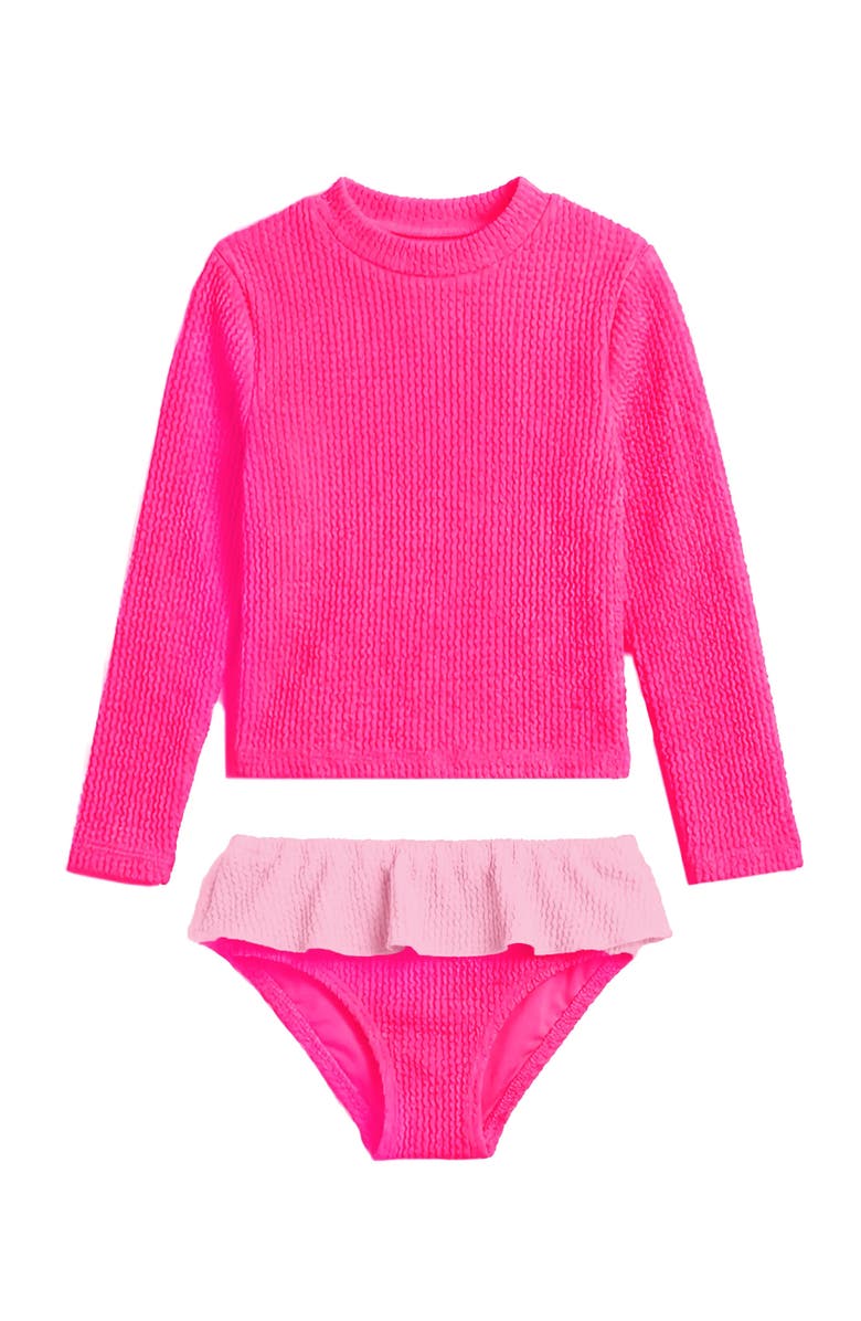 Limeapple Infant Crinkle Ruffle Rashguard Set, Main, color, Pink