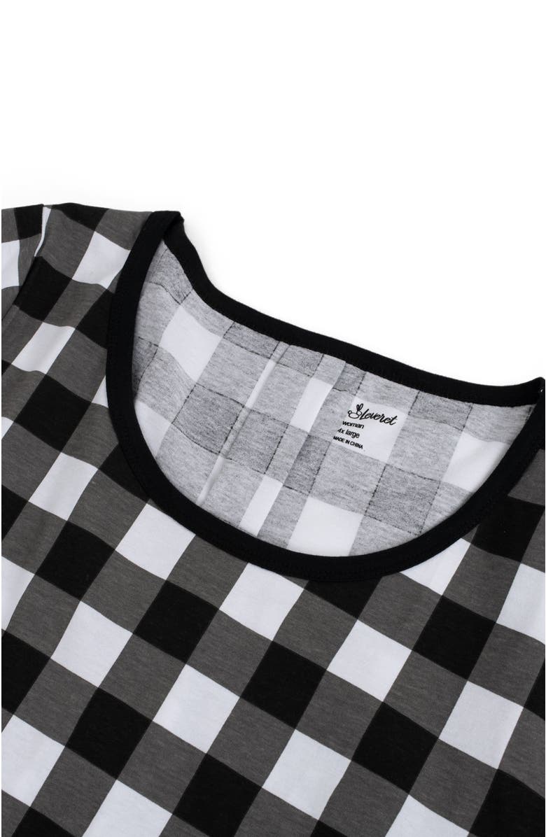 Leveret Women's Cotton Plaid Matching Family Holiday Pajamas, Alternate, color, Plaid Black & White