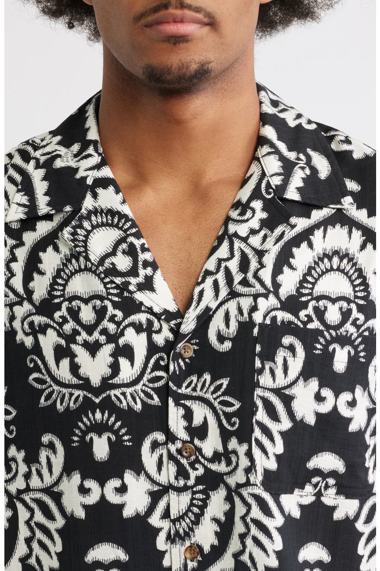 Xander Print Camp Shirt, Alternate, color, BLACK