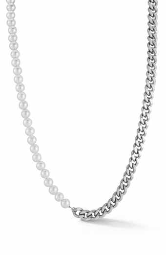Yield of Men Men's Faux Pearl & Curb Chain Necklace