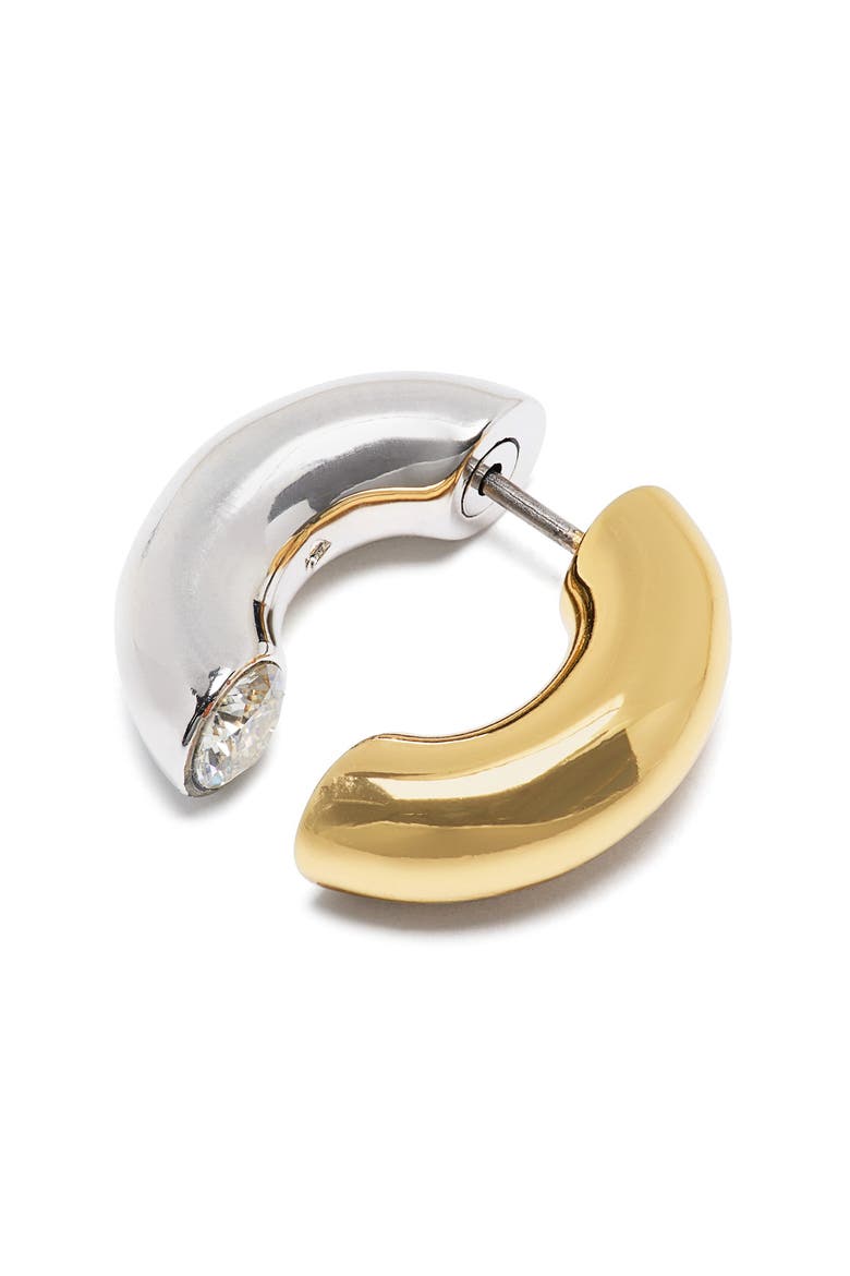 front/back huggie earrings, Alternate, color, SILVER GOLD