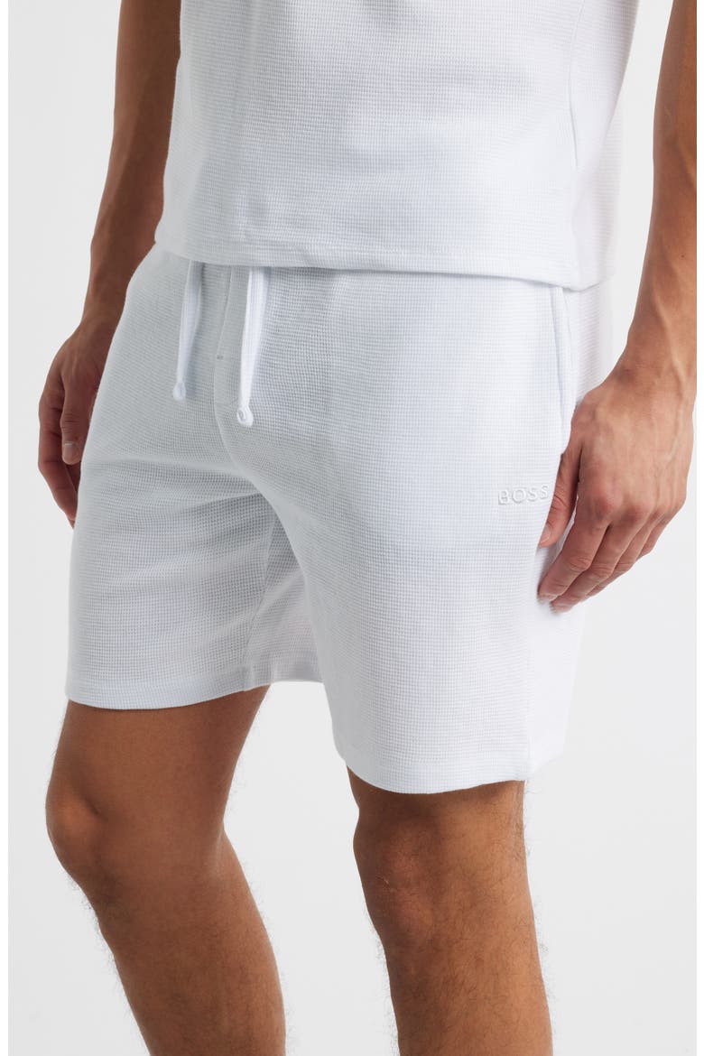 Waffle Knit Lounge Shorts, Alternate, color, WHITE
