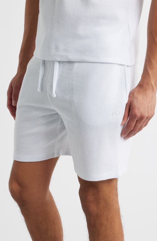 Hugo Boss Boss Waffle Knit Lounge Shorts In White