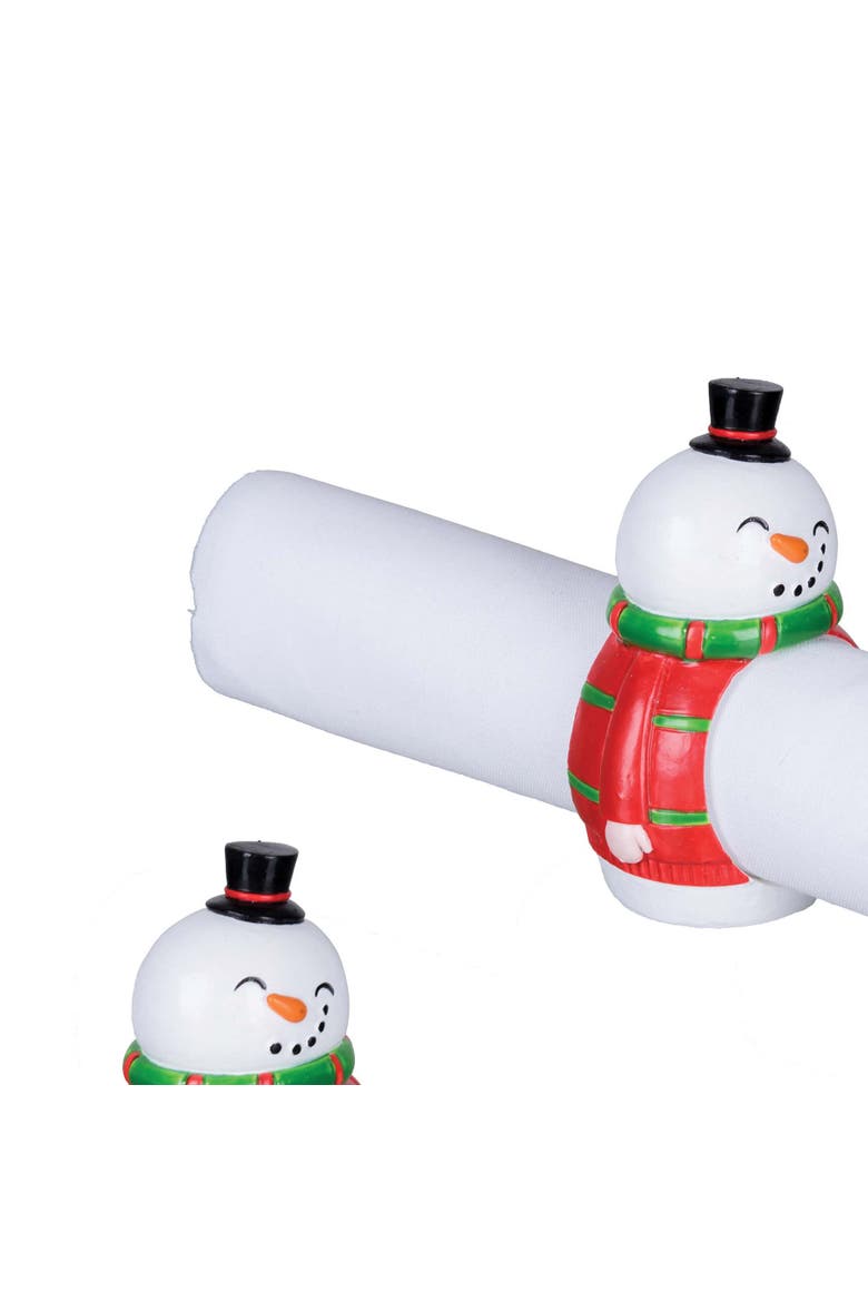 Snowman Napkin Rings Set of 4, Alternate, color, Red