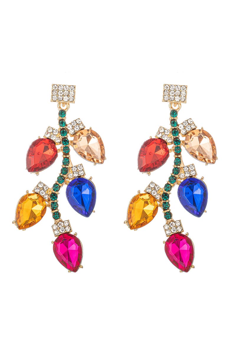 Holiday Light Crystal Drop Earrings, Main, color, GOLD