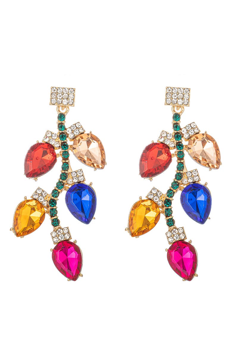 EYE CANDY LOS ANGELES Holiday Light Crystal Drop Earrings, Main, color, Gold
