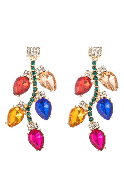 Holiday Light Crystal Drop Earrings