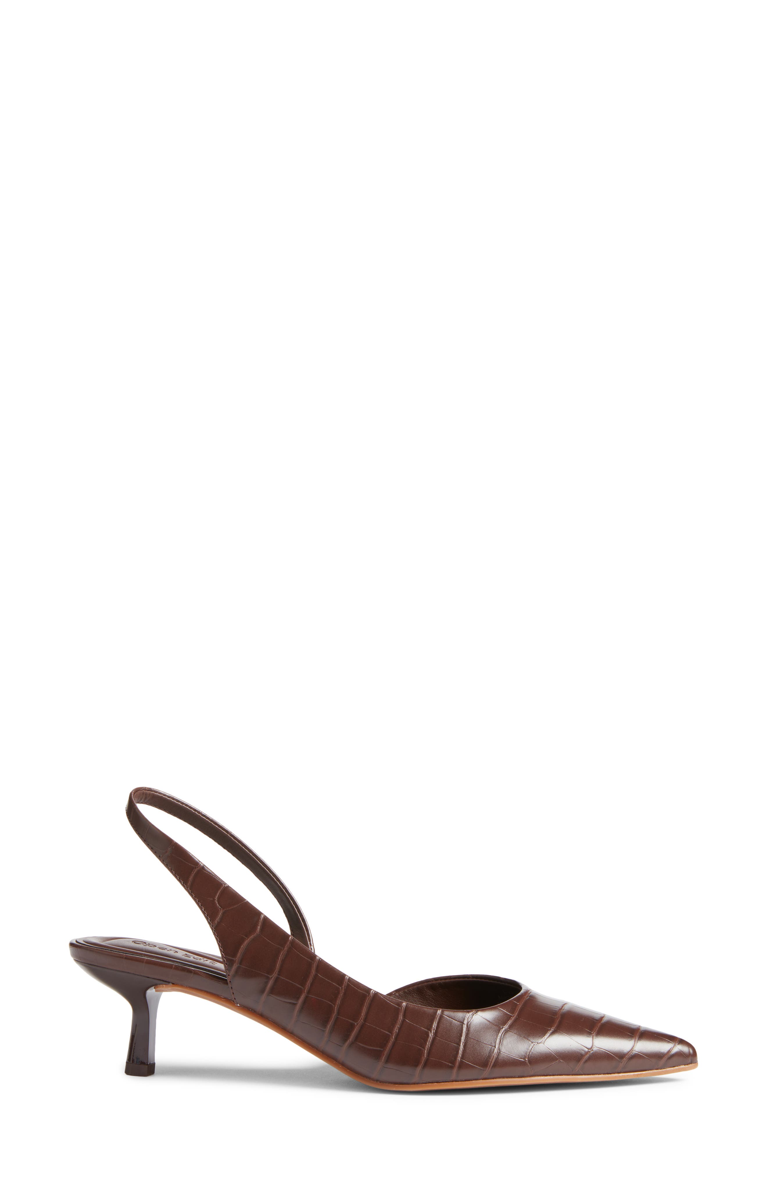 Open Edit Corina Slingback Half d'Orsay Pointed Toe Kitten Heel Pump, Alternate, color, Brown Chocolate Croco