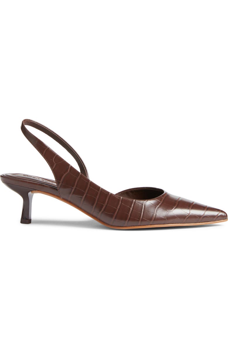 Open Edit Corina Slingback Half d'Orsay Pointed Toe Kitten Heel Pump, Alternate, color, Brown Chocolate Croco