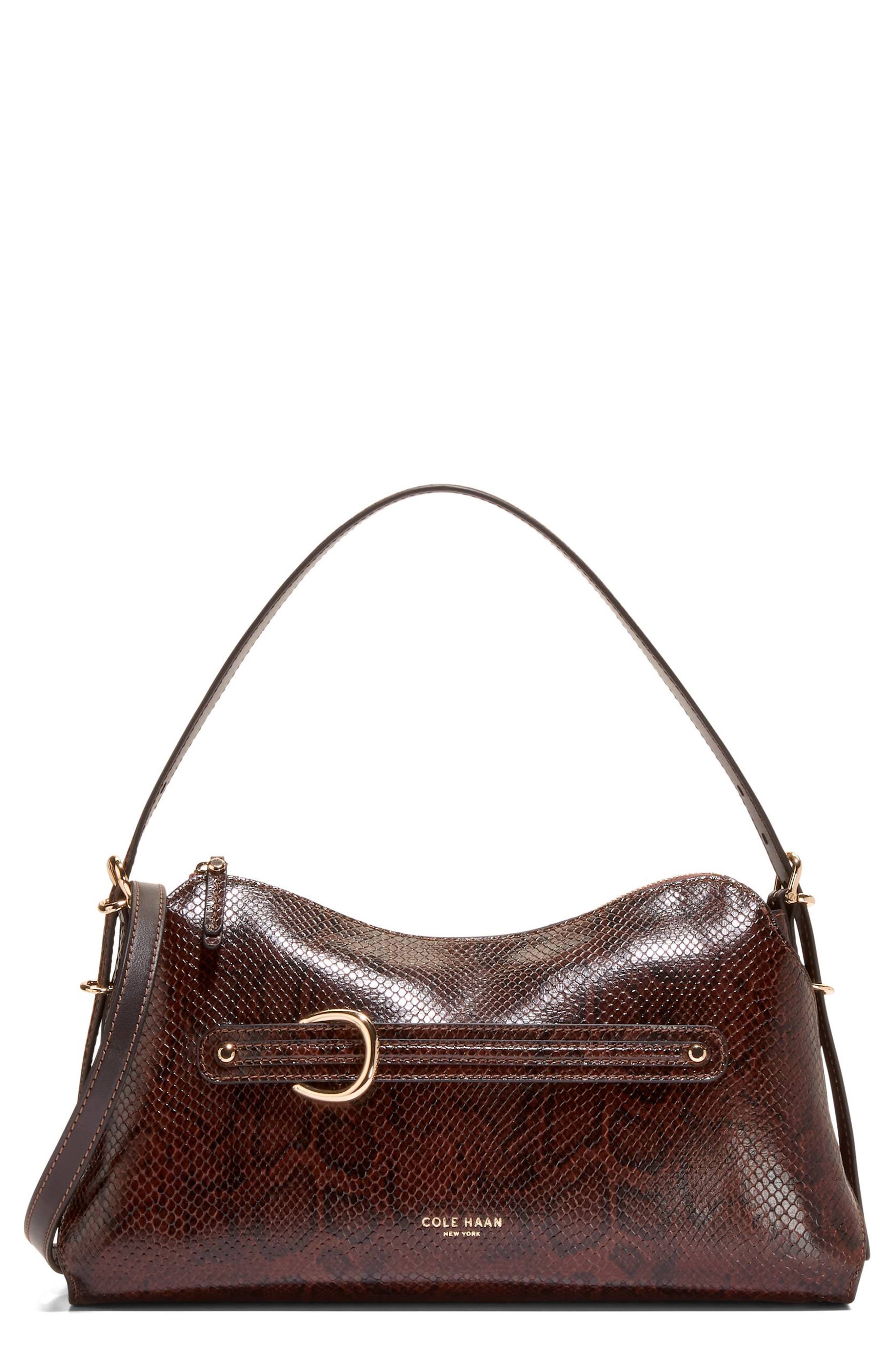 Vivianne Snake Embossed Leather Shoulder Bag, Main, color, HICKORY SNAKE PRINT