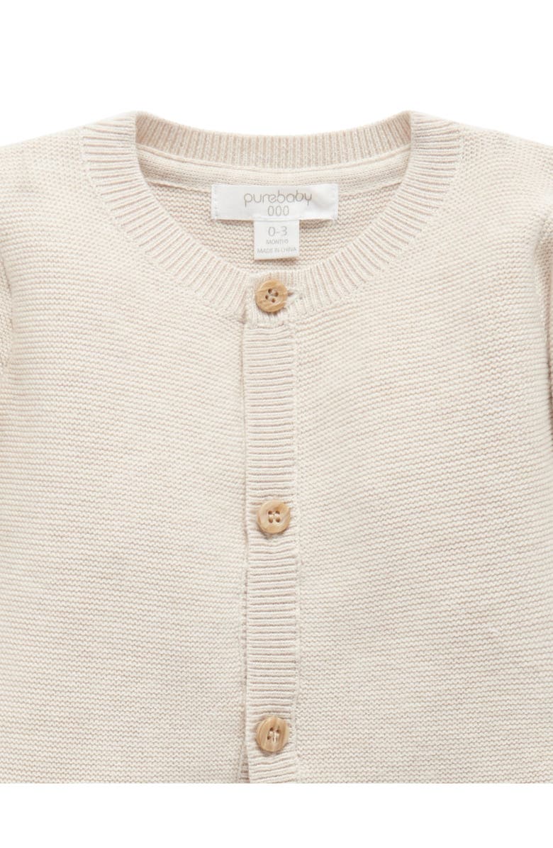 Purebaby Textured Knit Cardigan, Alternate, color, Wheat Melange