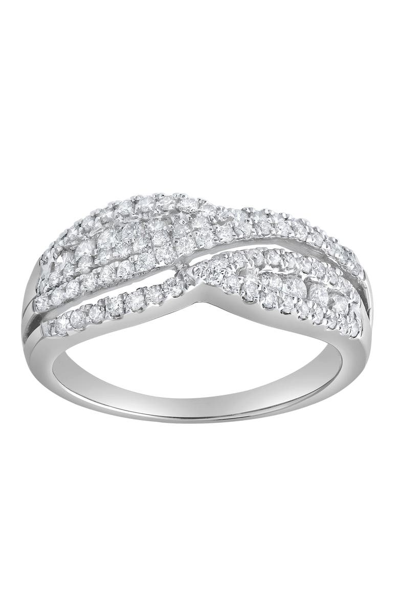 LuvMyJewelry Silvera Crest 0.65 Ct 10K Gold Diamond Ring, Main, color, 10K White Gold