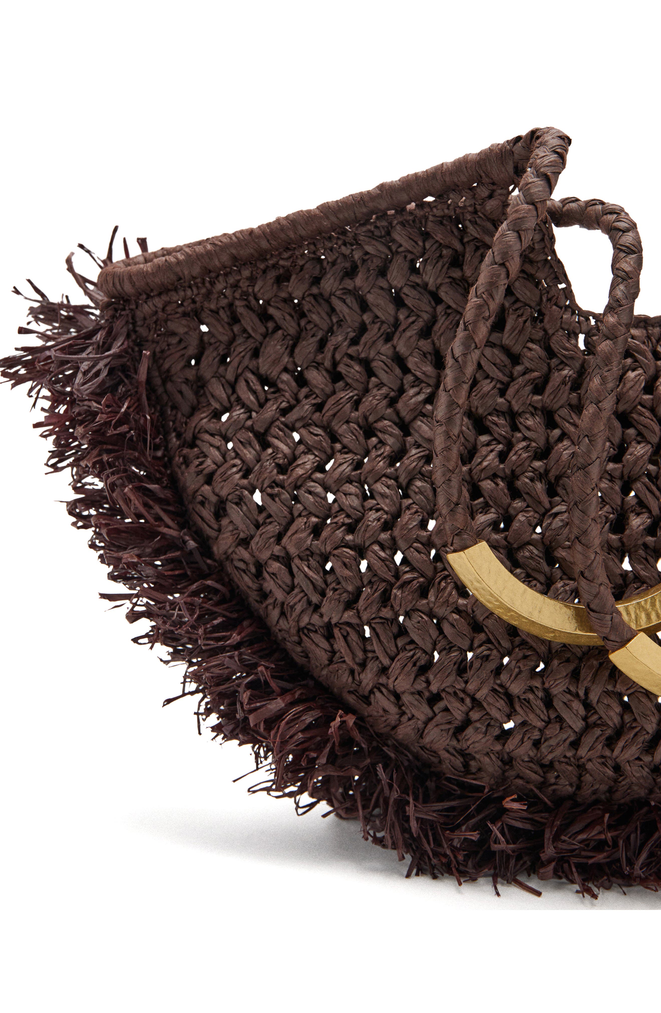 Natural Fiber Shoulder Bag, Alternate, color, CHOCOLATE