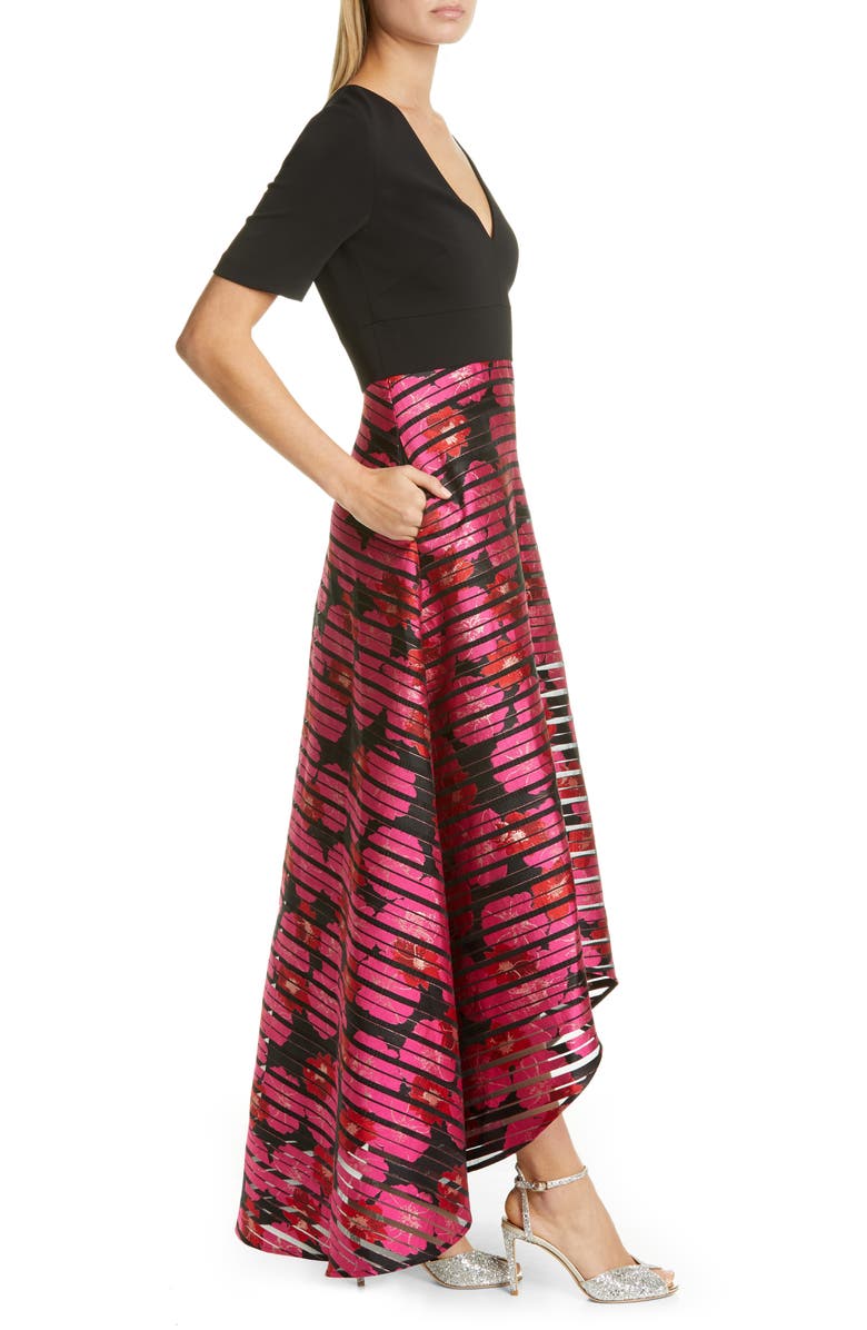 Badgley Mischka Collection Mixed Media High/Low Gown, Alternate, color, 