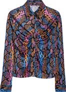 Versace Python Print Liquid Jersey Button-Up Shirt