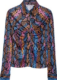 Versace Python Print Liquid Jersey Button-Up Shirt