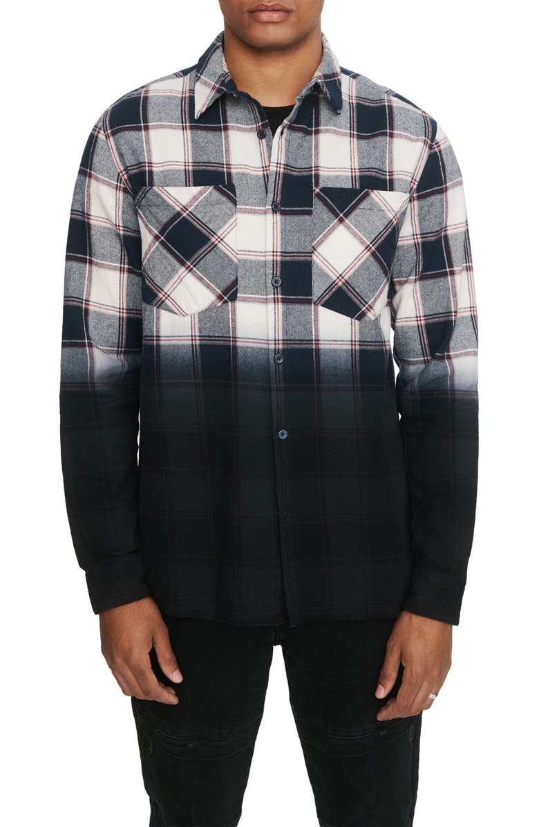 elevenparis Regular Fit Ombré Plaid Button-Up Shirt, Main, color,