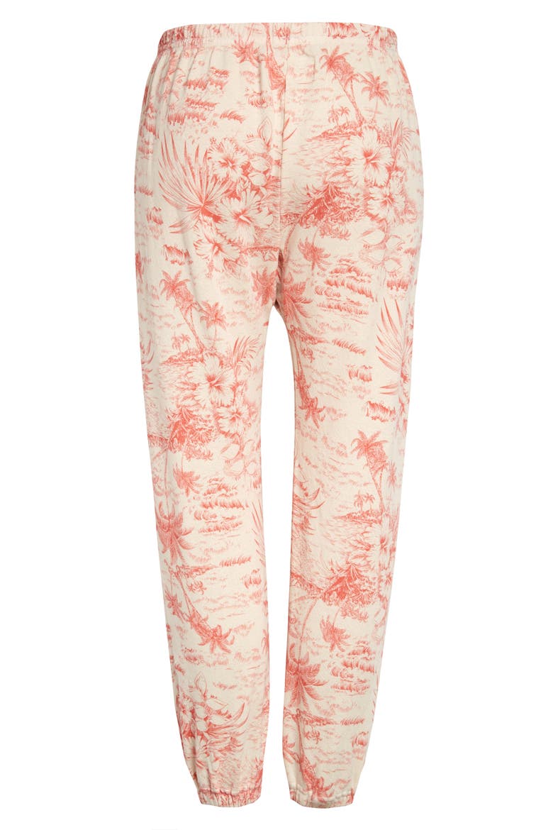 The Stadium Palm Print Crop Sweatpants, Alternate, color, WASHED WHITE W/ RED PALM PRINT
