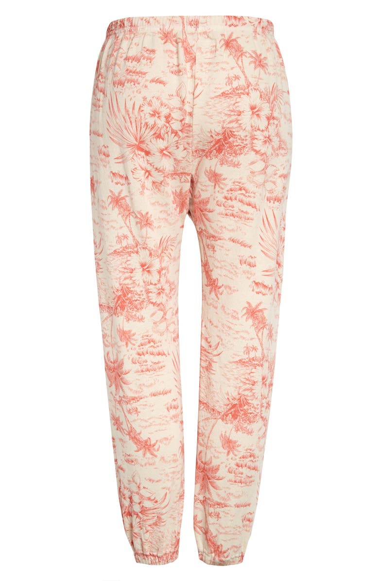 THE GREAT. The Stadium Palm Print Crop Sweatpants, Alternate, color, 