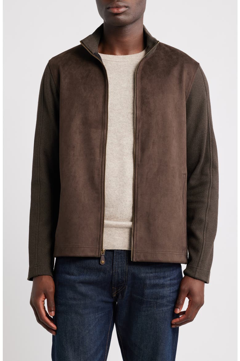 Sueded Mixed Media Jacket, Main, color, BROWN