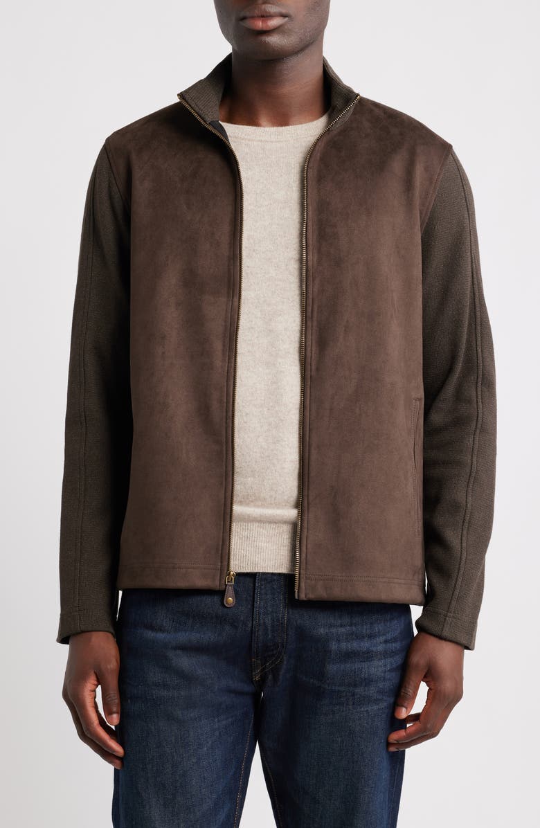 Johnston & Murphy Sueded Mixed Media Jacket, Main, color, Brown