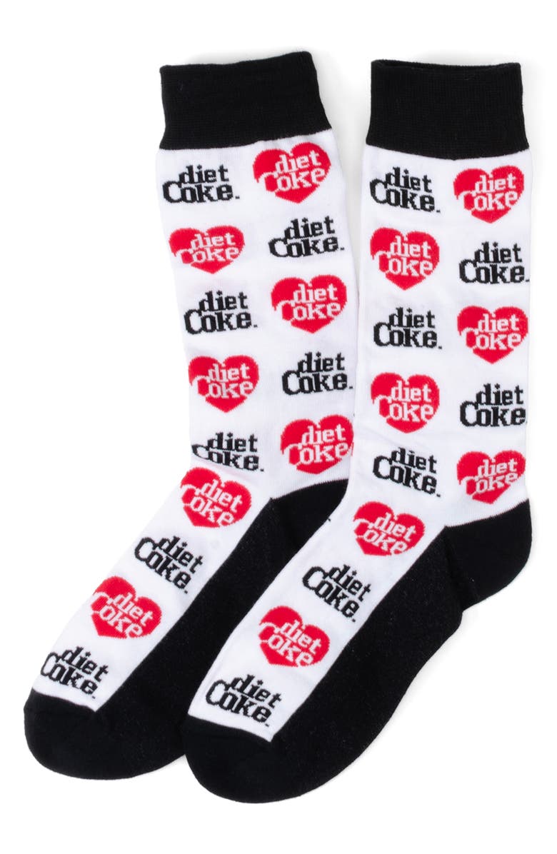 Cufflinks, Inc. Diet Coke Crew Socks, Alternate, color, White