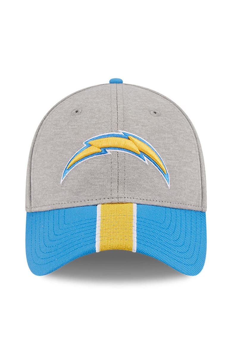New Era Men's New Era Heather Gray/Powder Blue Los Angeles Chargers Striped 39THIRTY Flex Hat, Alternate, color, 