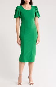 Marina Puff Sleeve Scuba Knit Dress