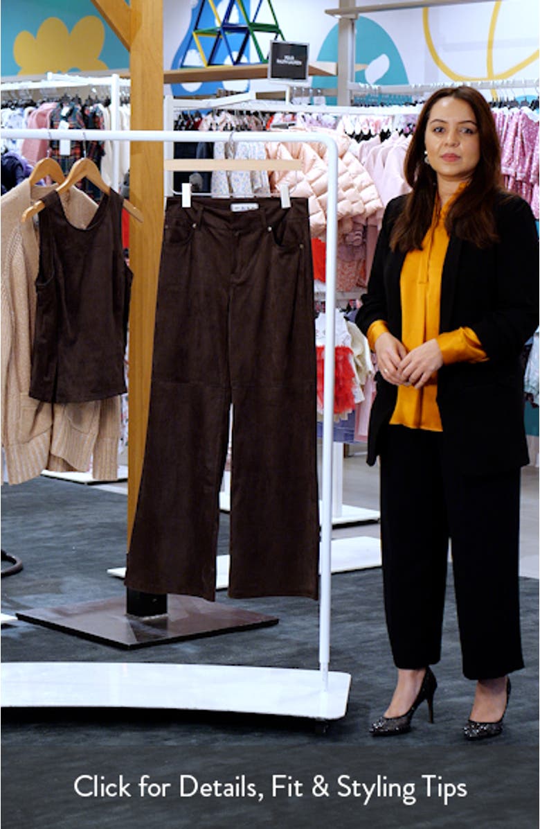 High Waist Wide Leg Faux Suede Jeans, sales video thumbnail