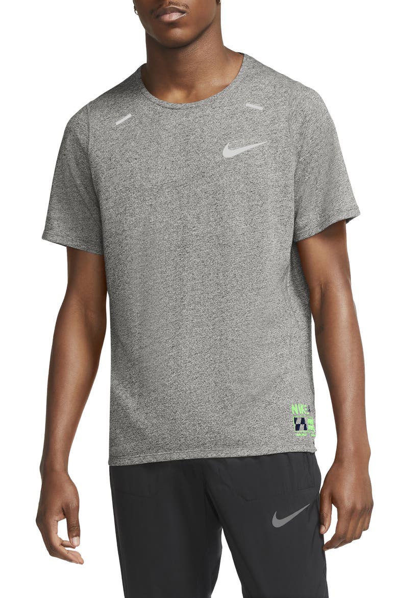 Dri-FIT Rise 365 Future Fast Running T-Shirt, Main, color, GREY HEATHER/ SILVER
