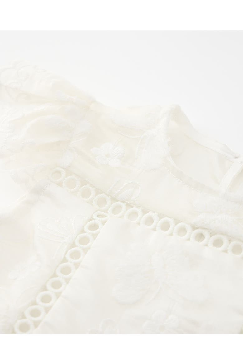 Alisha Frill Embroidered Mini Dress, Alternate, color, Creme