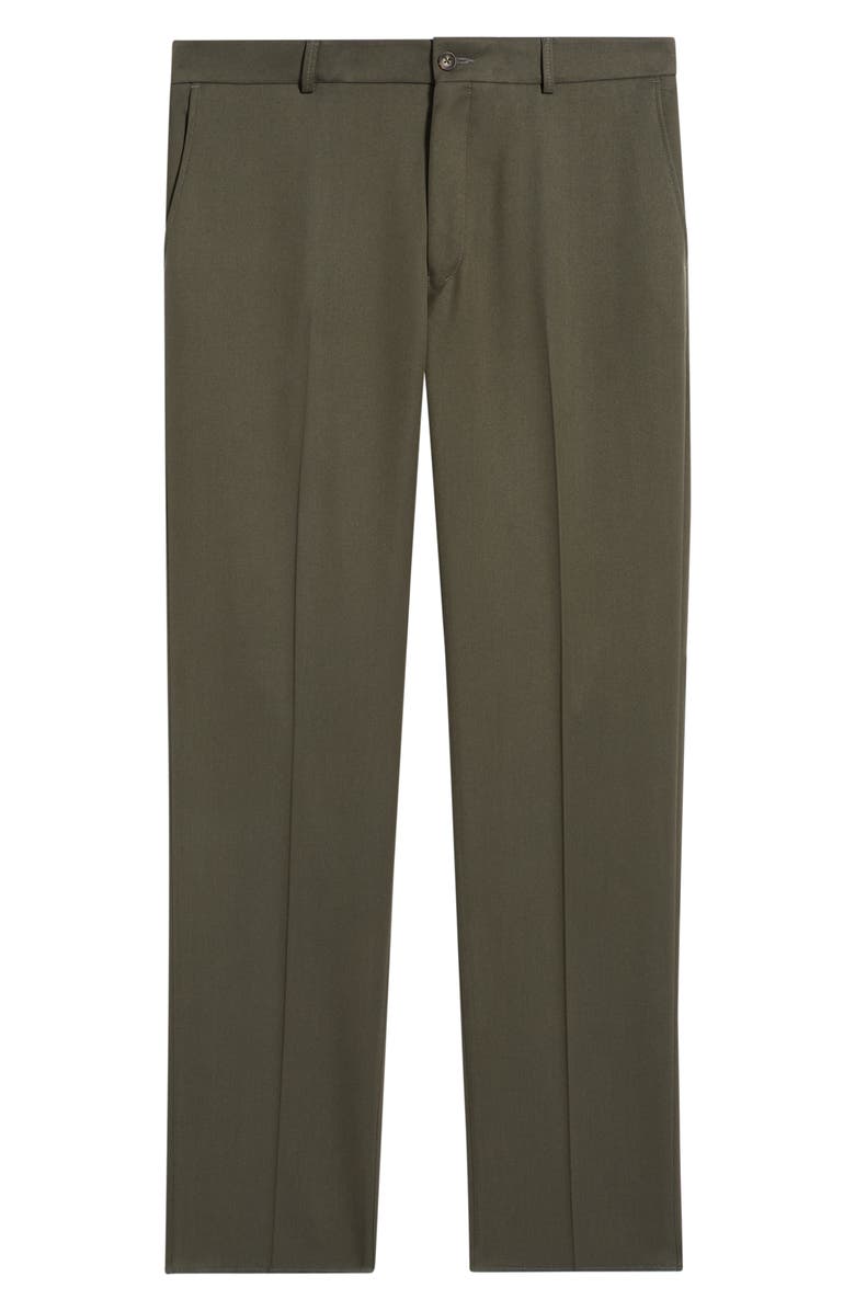 Berle Nano Reflex Solid Flat Front Dress Pants, Main, color, Dark Olive