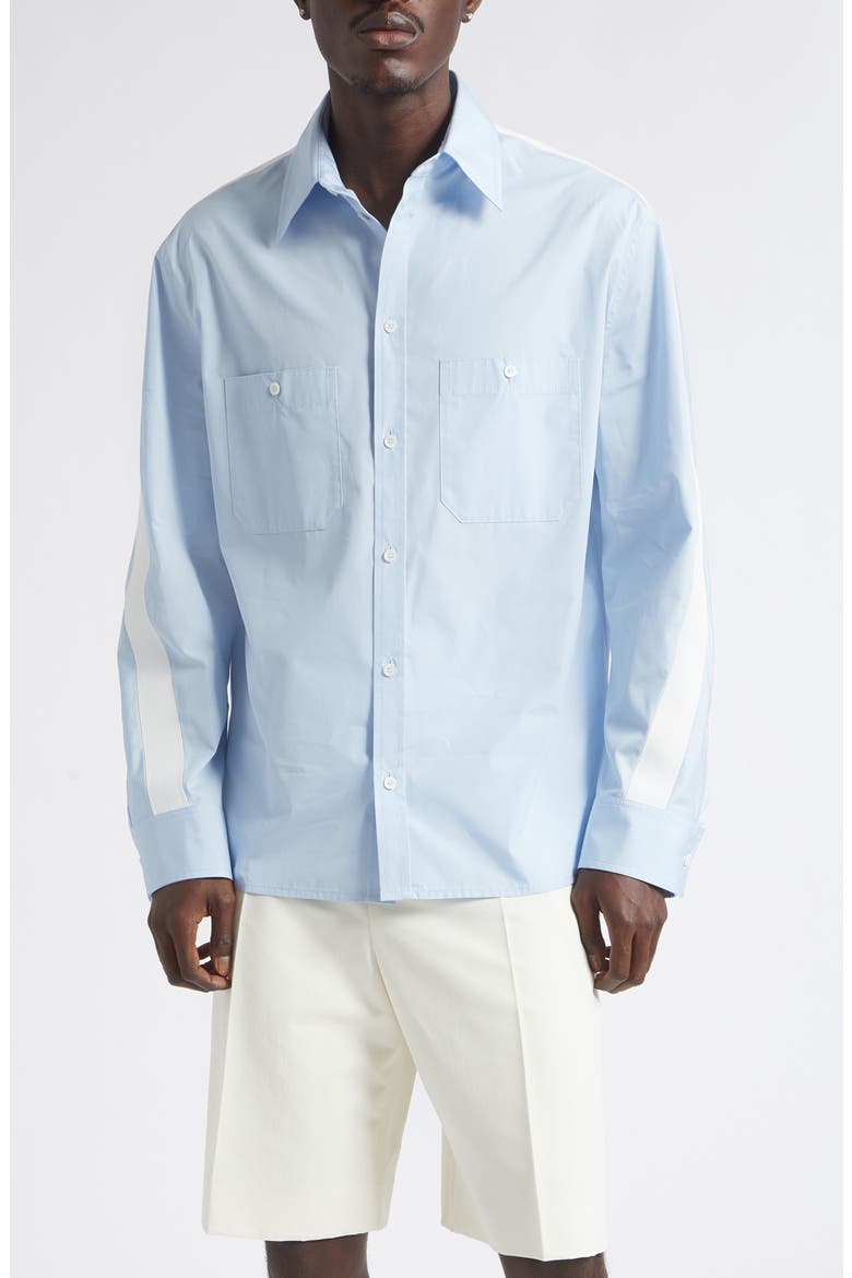 Couture Seam Side Stripe Button-Up Shirt, Main, color, LIGHT BLUE