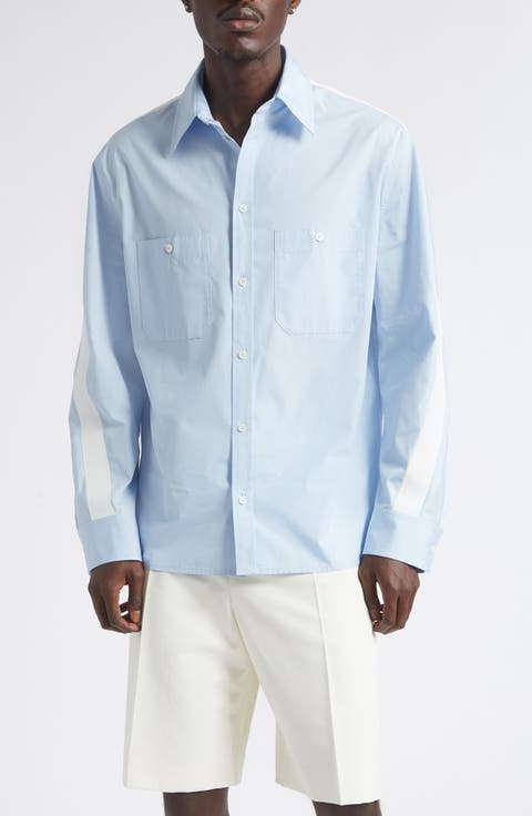 Couture Seam Side Stripe Button-Up Shirt