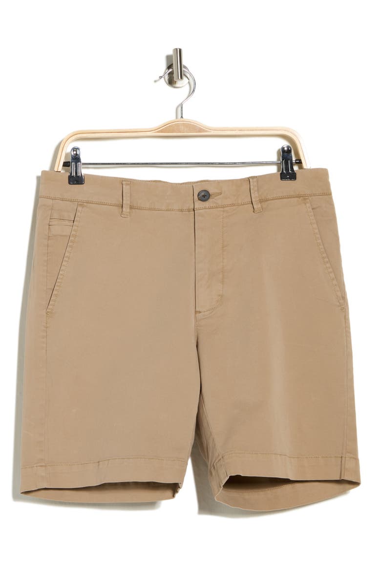 Garment Dyed Flat Front Shorts, Alternate, color, KHAKI