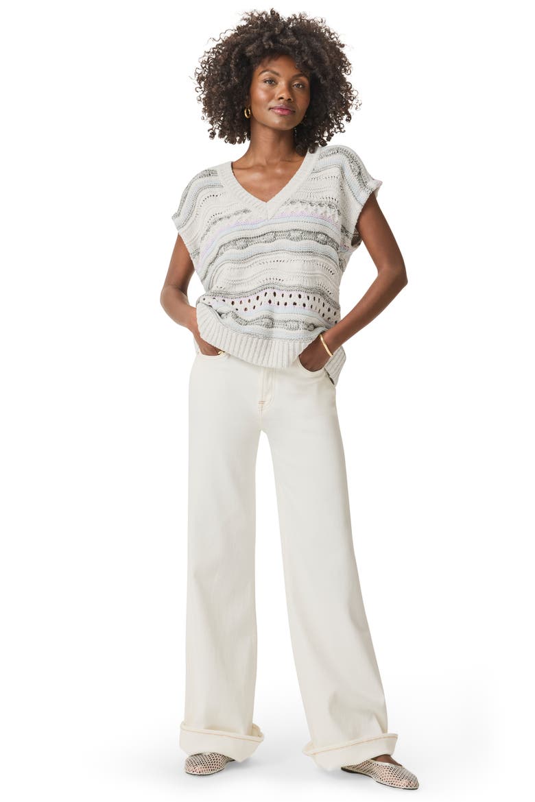 Brynna Stripe Open Stitch V-Neck Sweater, Alternate, color, TWILIGHT MULTI