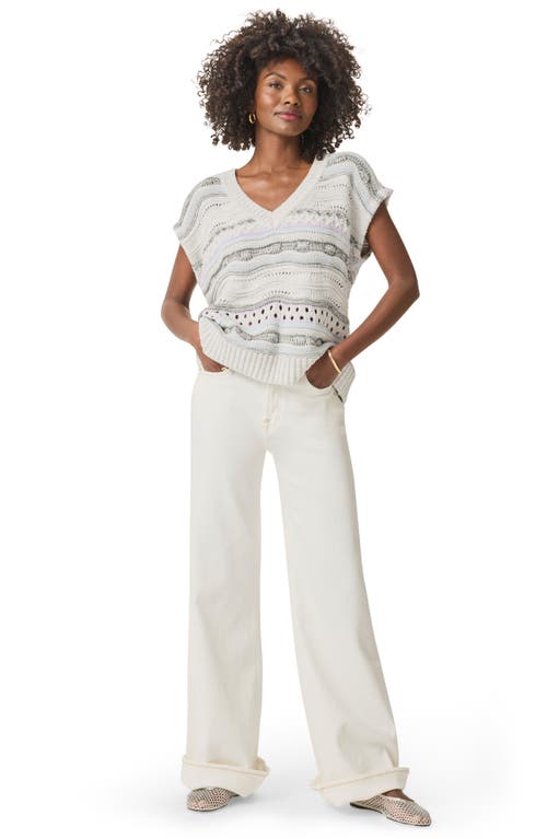 SPLENDID SPLENDID BRYNNA STRIPE OPEN STITCH V-NECK SWEATER