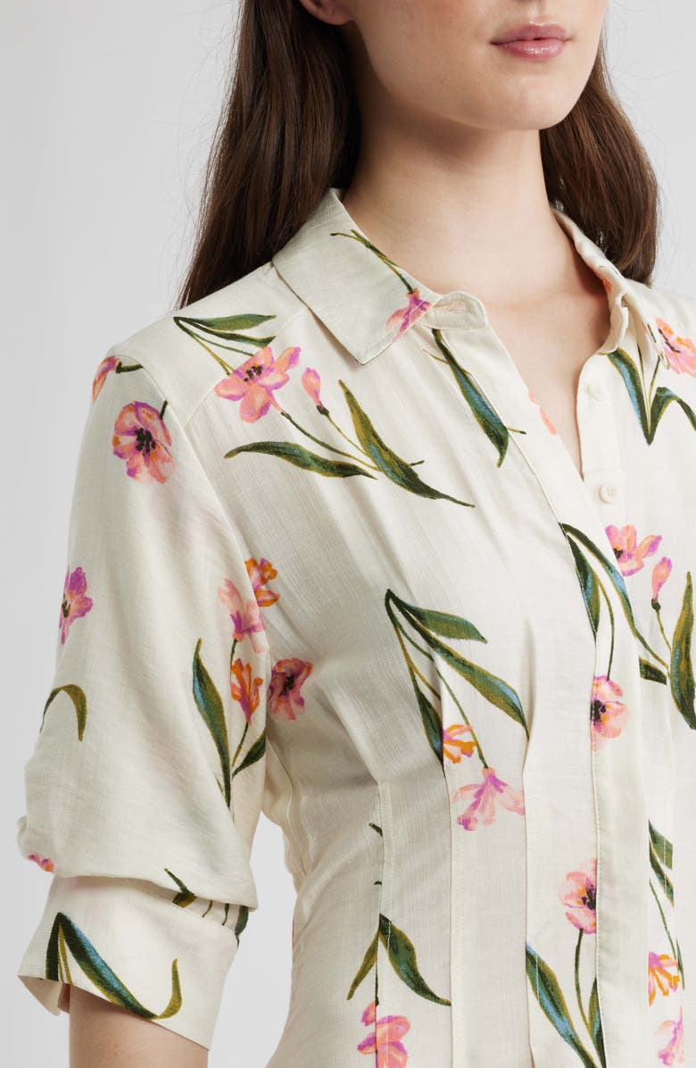 CeCe Print Puff Sleeve Maxi Dress, Alternate, color, New Ivory